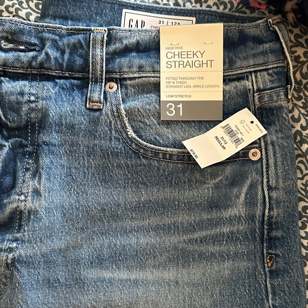GAP Women's High Rise Cheeky Straight Jeans - Dark Blue